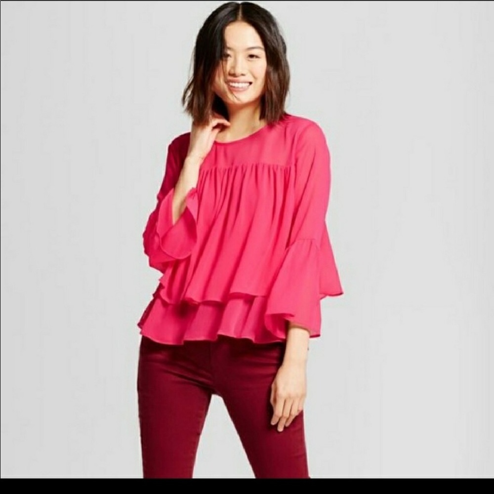 NWT a new day hot pink layered blouse